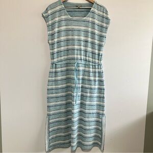T by Talbots Blue Striped Casual Dress Size Large Petite
